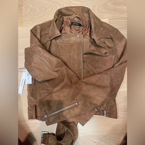Aritzia Talula Moto Suede Brown Jacket Women’s Size M